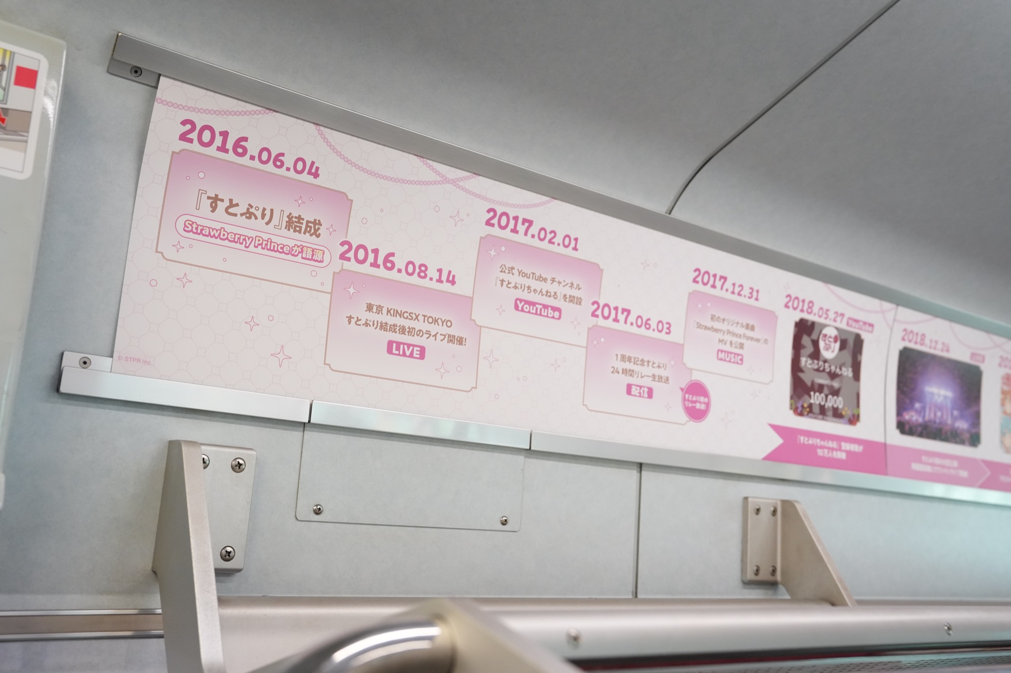 車内パネル - るすとぷりの10年間のヒストリータイムライン表示1